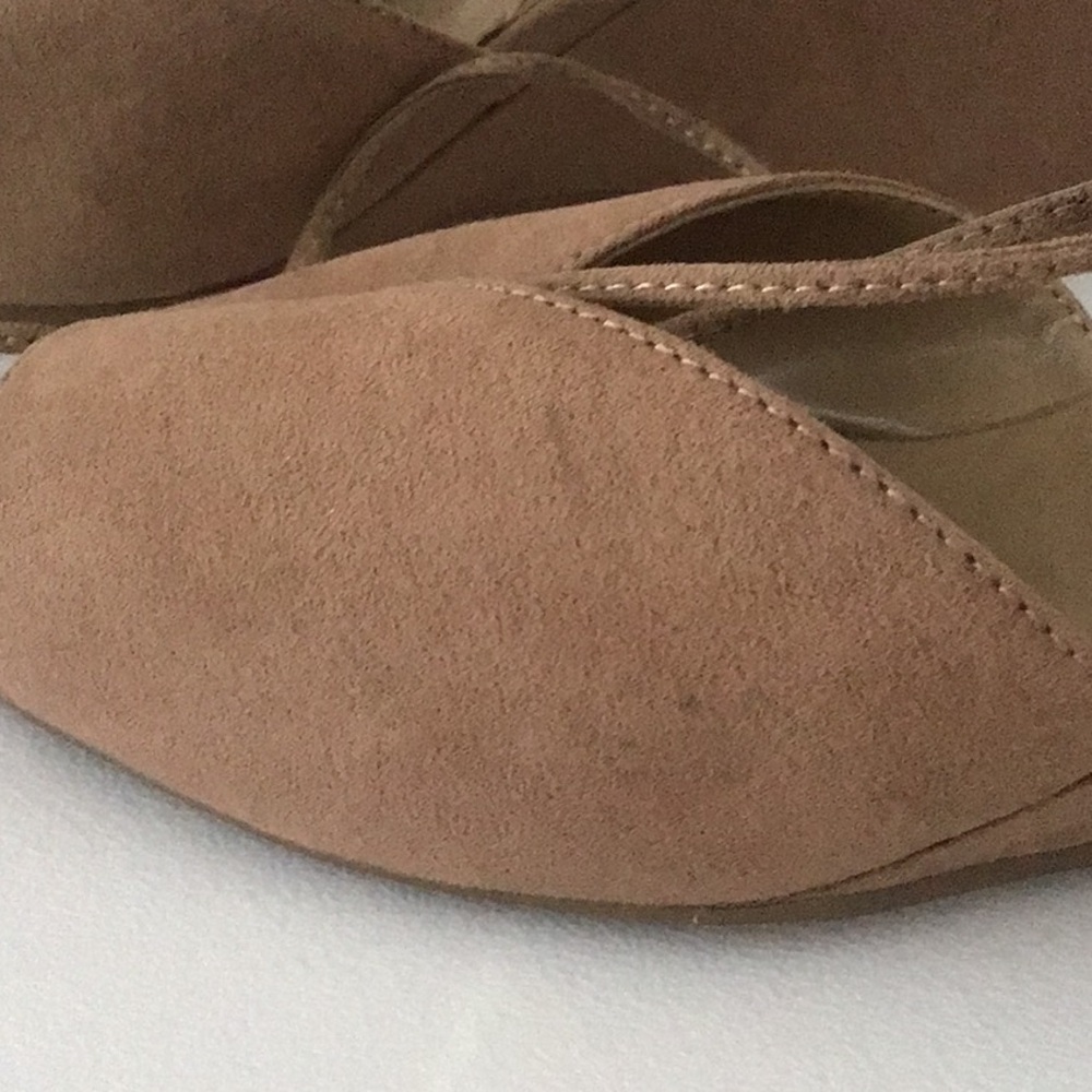 Nude tan wedge ankle wrap shoes 8 - Picture 6 of 11